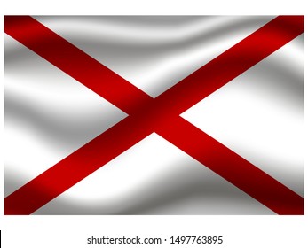 National flag of State Alabama from United States of America. Graphic vector illustration, with original color and proportion. For web, icon, travel, from countries set.