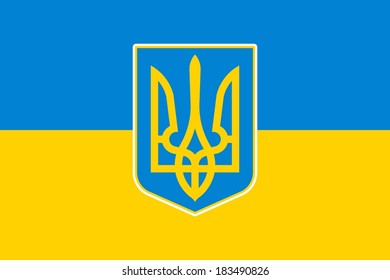 National flag and state ensign (state flag) of Ukraine, vector