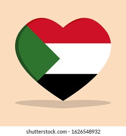The national flag of sudan love icon isolated on cream background vector illustration