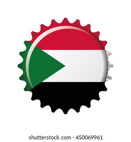 National flag of Sudan on a bottle cap. Vector Illustration