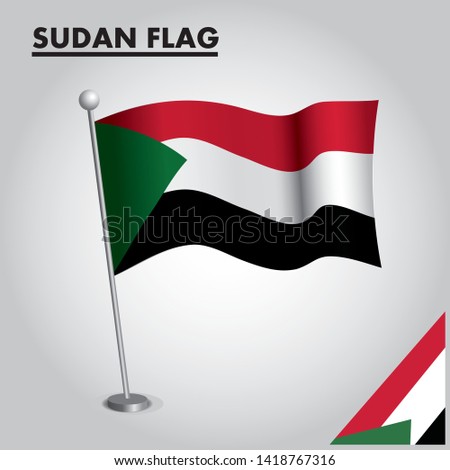 National flag of SUDAN on a pole