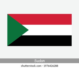 National Flag of Sudan. Sudanese Country Flag. Republic of the Sudan Detailed Banner. EPS Vector Illustration Cut File