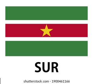 The national flag of the Suriname. SUR.