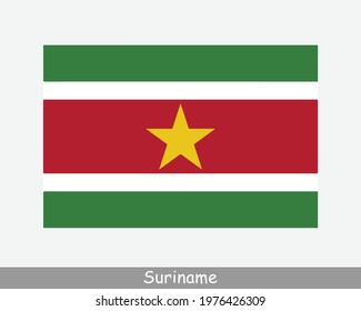 National Flag of Suriname. Surinamese Country Flag. Republic of Suriname Detailed Banner. EPS Vector Illustration Cut File