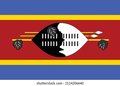 The national flag of Swaziland (Eswatini) Flag Official colors and proportion correctly. Kingdom of Eswatini flag. Vector illustration.  Swaziland national flag vector icon