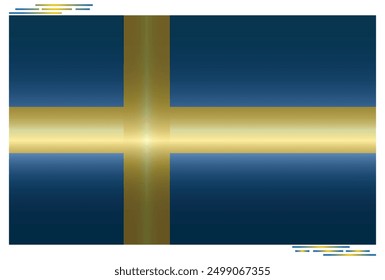 National Flag of Sweden in black shadow. Swedish flag in Rectangle shape. European Country. Sweden flags isolated on white background. Editable vector EPS available