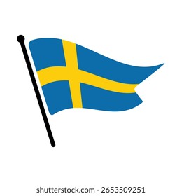 Bandeira nacional da Suécia.  Bandeira da Suécia computador digital vetor ilustração ícone design.  Bandeira de mastro flutuante.