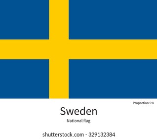 National flag of Sweden with correct proportions, element, colors for education books and official documentation