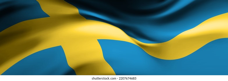 National flag of Sweden. Country official symbol. Banner, background
