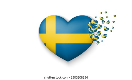 SWEDISH FLAG IN A HEART SHAPE Scandinavian Themed Mens T-Shirt SWEDEN
