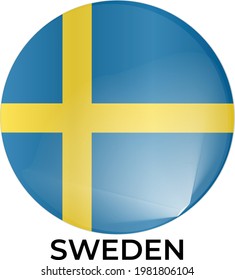 National flag of Sweden in round shape. 3d shapes with lighting
