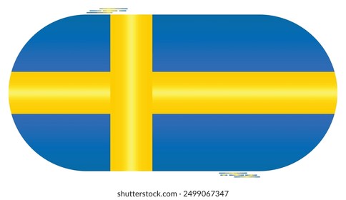 National Flag of Sweden. Swedish flag in capsule shape. European Country. Sweden flags isolated on white background. Editable vector EPS available