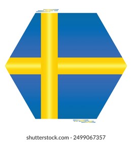 National Flag of Sweden. Swedish flag in polygon shape. European Country. Sweden flags isolated on white background. Editable vector EPS available