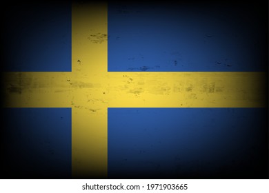 National flag of Sweden. Vintage background. Grunge texture. Banner design pattern. Vector illustration
