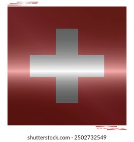 National Flag of Switzerland in black shadow. Swiss flag in Rectangle shape. European Country. Switzerland flags isolated on white background. Editable vector EPS available