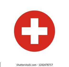 National Flag Switzerland. Switzerland flag, official colors. National Switzerland flag. Flat vector illustration. EPS10. Flag of Switzerland White cross marks the middle of the banner.