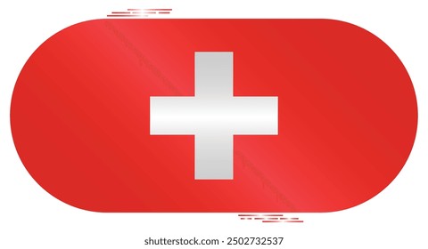 National Flag of Switzerland. Swiss flag in capsule shape. European Country. Switzerland flags isolated on white background. Editable vector EPS available