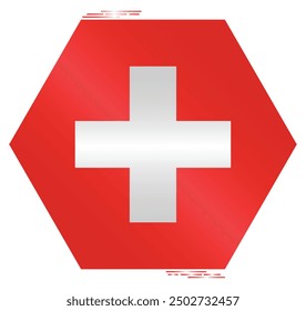 National Flag of Switzerland. Swiss flag in polygon shape. European Country. Switzerland flags isolated on white background. Editable vector EPS available