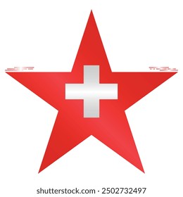 National Flag of Switzerland. Swiss flag in star shape. European Country. Switzerland flags isolated on white background. Editable vector EPS available