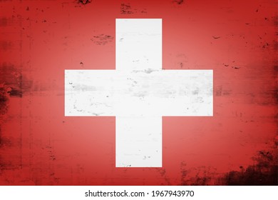 National flag of Switzerland. Vintage background. Grunge texture. Banner design pattern. Vector illustration
