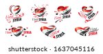 National flag of the Syria in the shape of a heart and the inscription I love Syria. Vector illustration