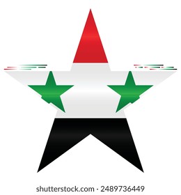 National Flag of Syria. Syrian flag in star shape. Middle East Country. Syria flags isolated on white background. Editable vector EPS available