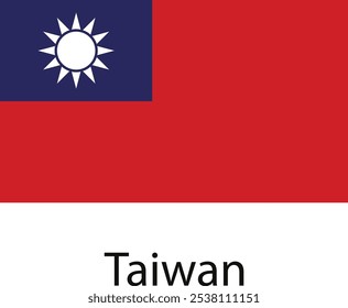 A bandeira nacional de Taiwan, com um campo vermelho com um cantão azul e um sol branco com doze raios.