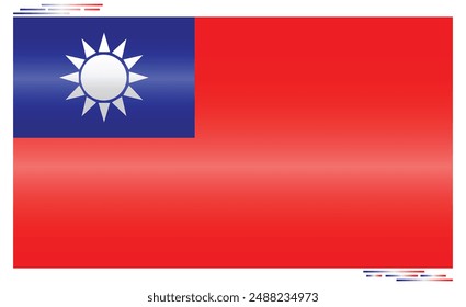 National Flag of Taiwan. Taiwanese flag in Rectangle shape. Asian Country. Taiwan flag isolated on white background. Editable vector EPS available