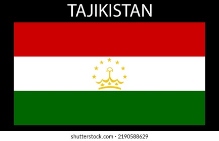 National flag of tajikistan with black background in vector formate.