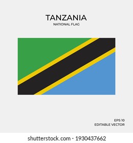 National flag of Tanzania, green, black, yellow and blue color