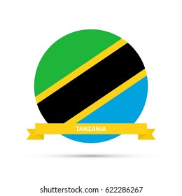 National flag of Tanzania round emblem. Vector illustration.