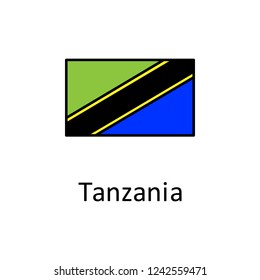 National flag of Tanzania in simple colors with name icon