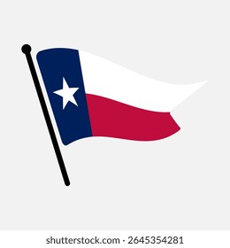 Bandeira nacional do Texas, Estados Unidos.  Projeto de ícone de ilustração de vetor digital de bandeira do Texas.  Bandeira de mastro flutuante.