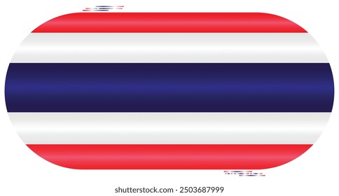 National Flag of Thailand. Thai flag in capsule shape. Asian Country. Thailand flags isolated on white background. Editable vector EPS available