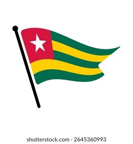 Bandeira nacional do Togo.  Togo bandeira computador digital vetor ilustração ícone design.  Bandeira de mastro flutuante.