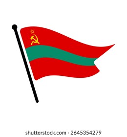 National flag of Transnistria.  Transnistria flag computer digital vector illustration icon design.  Fluttering flagpole flag.