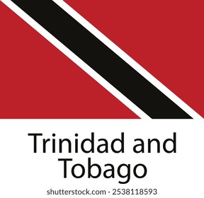 The national flag of Trinidad and Tobago, featuring a red field with a diagonal black band edged with white.