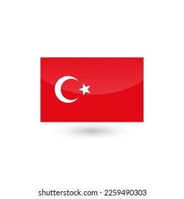 The national flag of Turkey a red flag featuring a white star and crescent label sticker badge Turkish national vector illustration.