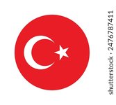 National Flag of Turkey. Turkey Flag. Turkey Round flag.
