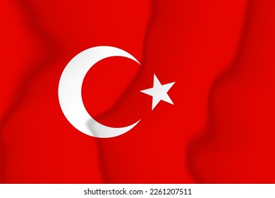 The national flag of Turkey. Silk flag. Vector illustration in EPS  10 format