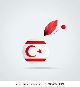 National flag of Turkish Republic of Northern Cyprus vector illustration. Circular flag with shadow and 3D effect, on a gray background. Turkish Republic of Northern Cyprus flag - round glossy button