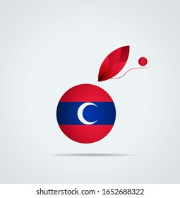 National flag of Turks of Kosovo ethnic vector illustration. Circular flag with shadow and 3D effect, on a gray background. Turks of Kosovo ethnic flag - round glossy button