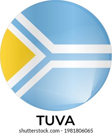 National flag of Tuva in round shape. 3d shapes with lighting