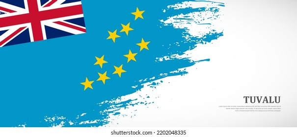 National flag of Tuvalu with textured brush flag. Artistic hand drawn brush flag banner background