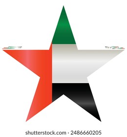 National Flag of UAE. Abu Dhabi flag in star shape. Arabian Country. Dubai flag isolated on white background. Editable vector EPS available