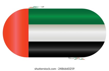 National Flag of UAE. Abu Dhabi flag in capsule shape. Arabian Country. Dubai flag isolated on white background. Editable vector EPS available