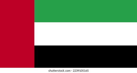 National flag of U.A.E.. Vector illustration.