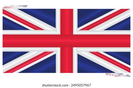 National Flag of UK. United Kingdom flag in Rectangle shape. European Country. Union Jack flags isolated on white background. Editable vector EPS available