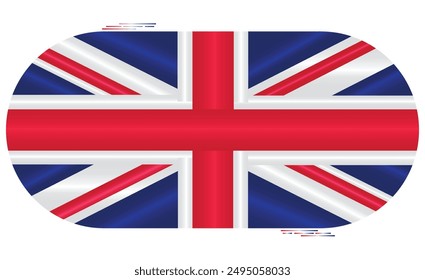 National Flag of UK. United Kingdom flag in capsule shape. European Country. Union Jack flags isolated on white background. Editable vector EPS available