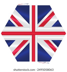 National Flag of UK. United Kingdom flag in polygon shape. European Country. Union Jack flags isolated on white background. Editable vector EPS available